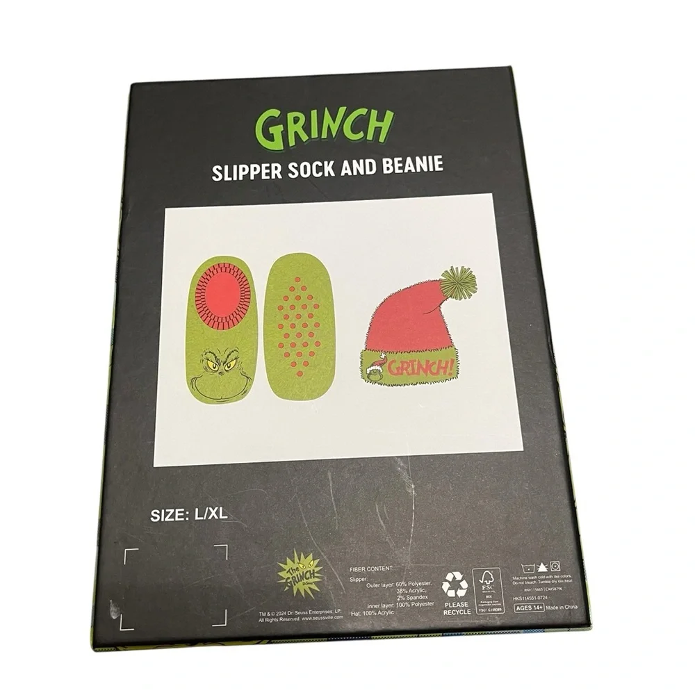 💜🌼NIB Grinch Knit Beanie and Socks Set - Picture 3 of 4